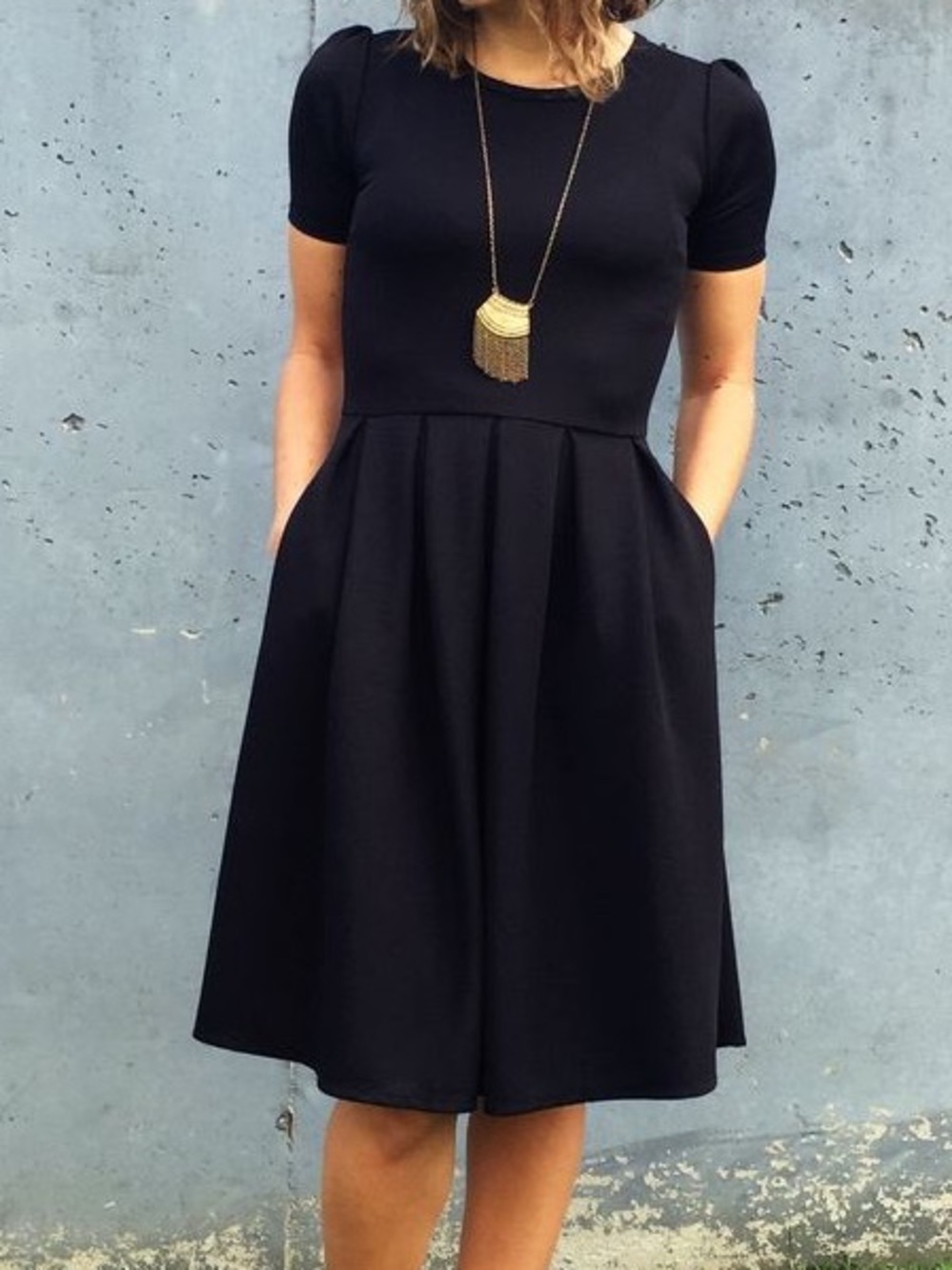 Lularoe Classic Black Short Sleeve Fit-and-Flare Dress